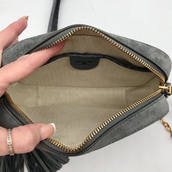 Tory Burch Bluestone Leather Mcgraw Embossed Camera Bag - Picture 10 of 11